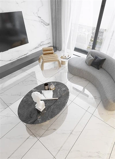 Carrara sølv marmor gulvfliser